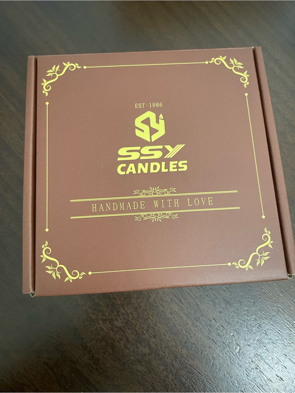 SSY Candles Brown Gift Box with Gold Accents